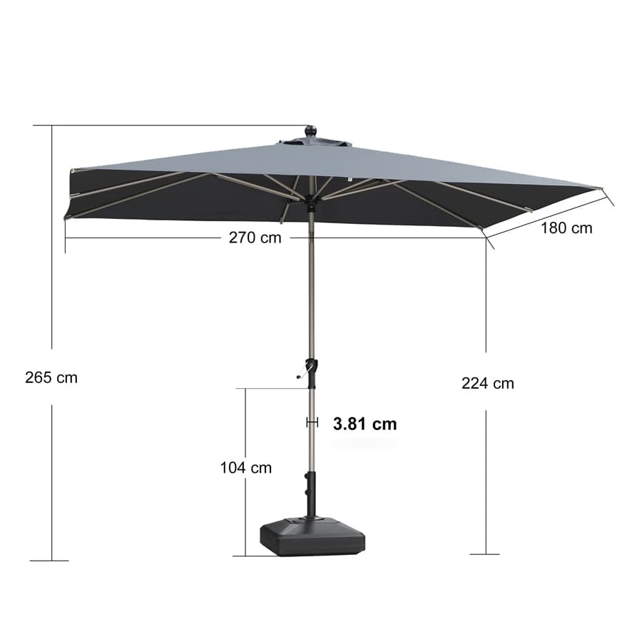 PURPLE LEAF Aluminiowy parasol ogrodowy z centralnym masztem, regulacją nachylenia do 30°, wodoodporny, z ochroną UV, na taras i do stołu ogrodowego