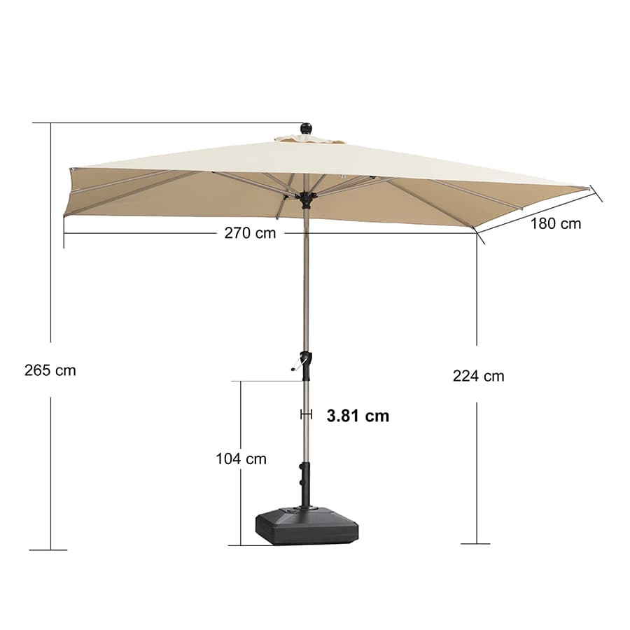 PURPLE LEAF Aluminiowy parasol ogrodowy z centralnym masztem, regulacją nachylenia do 30°, wodoodporny, z ochroną UV, na taras i do stołu ogrodowego