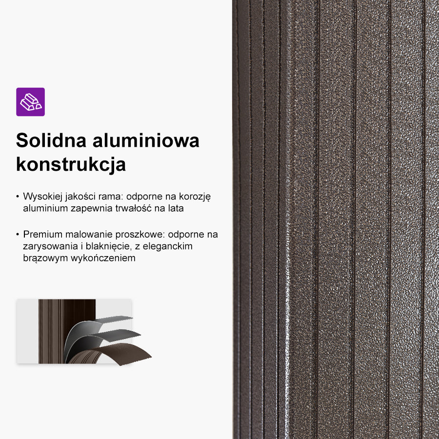PURPLE LEAF Altana ogrodowa brązowa z mlecznym światło LED, pawilon kompaktowy do małych ogrodów z moskitierą