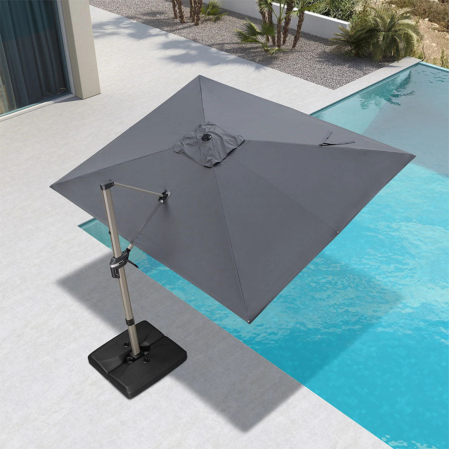 PURPLE LEAF Deluxe – Prostokątny aluminiowy parasol ogrodowy – Elegancki, odporny na wiatr i wszechstronnie regulowany