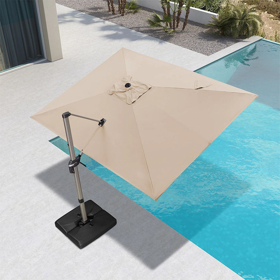 PURPLE LEAF Deluxe – Prostokątny aluminiowy parasol ogrodowy – Elegancki, odporny na wiatr i wszechstronnie regulowany