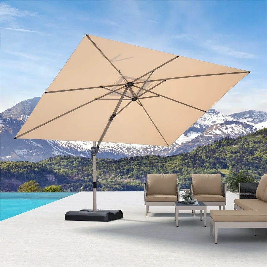 PURPLE LEAF Deluxe – Prostokątny aluminiowy parasol ogrodowy – Elegancki, odporny na wiatr i wszechstronnie regulowany