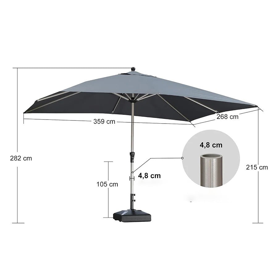 PURPLE LEAF Aluminiowy parasol z centralną nogą i korbką, na targ i do stołu, ochrona UV, wodoodporny