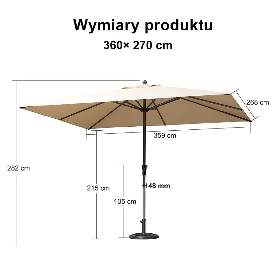 PURPLE LEAF Aluminiowy parasol ogrodowy z centralnym masztem, stabilny parasol na taras, do ogrodu i lokali gastronomicznych