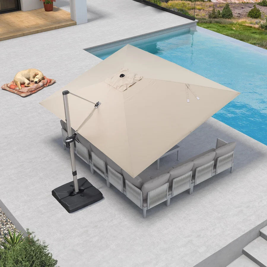 PURPLE LEAF Deluxe – Prostokątny aluminiowy parasol ogrodowy – Elegancki, odporny na wiatr i wszechstronnie regulowany