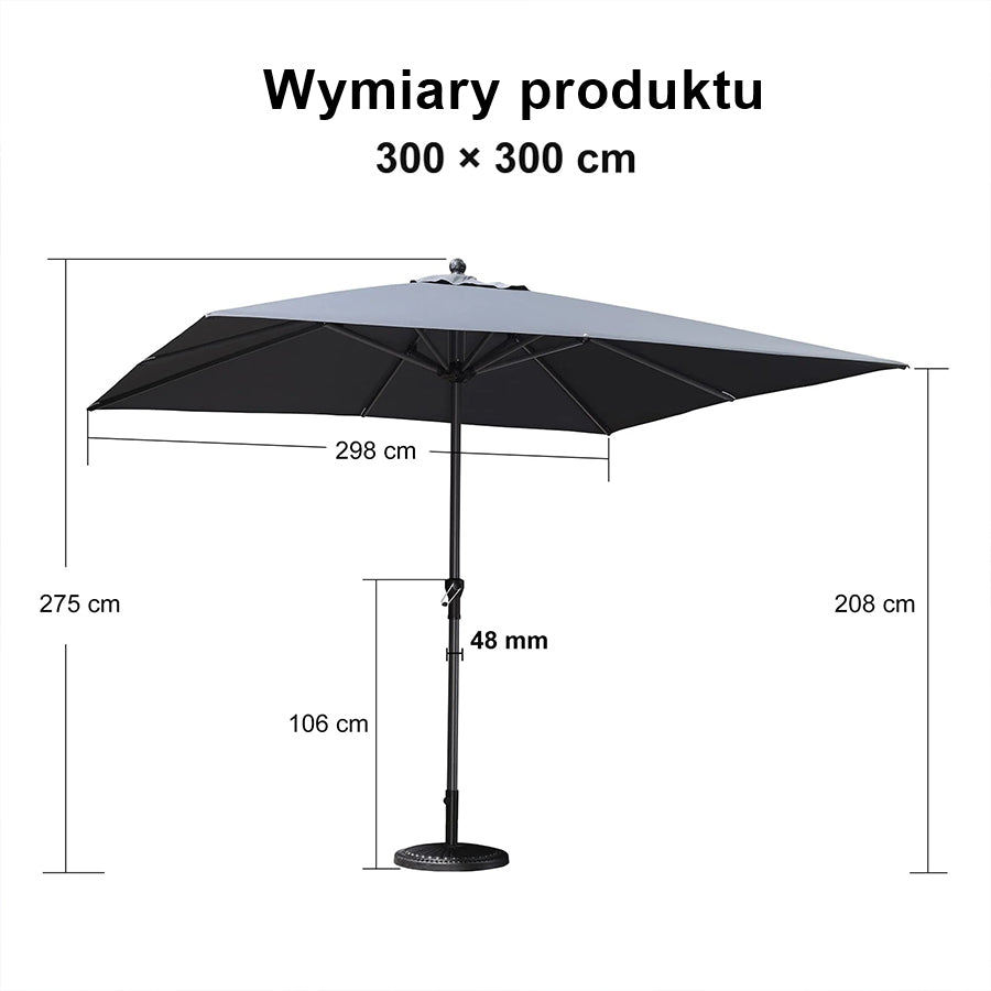 PURPLE LEAF Aluminiowy parasol ogrodowy z centralnym masztem, stabilny parasol na taras, do ogrodu i lokali gastronomicznych