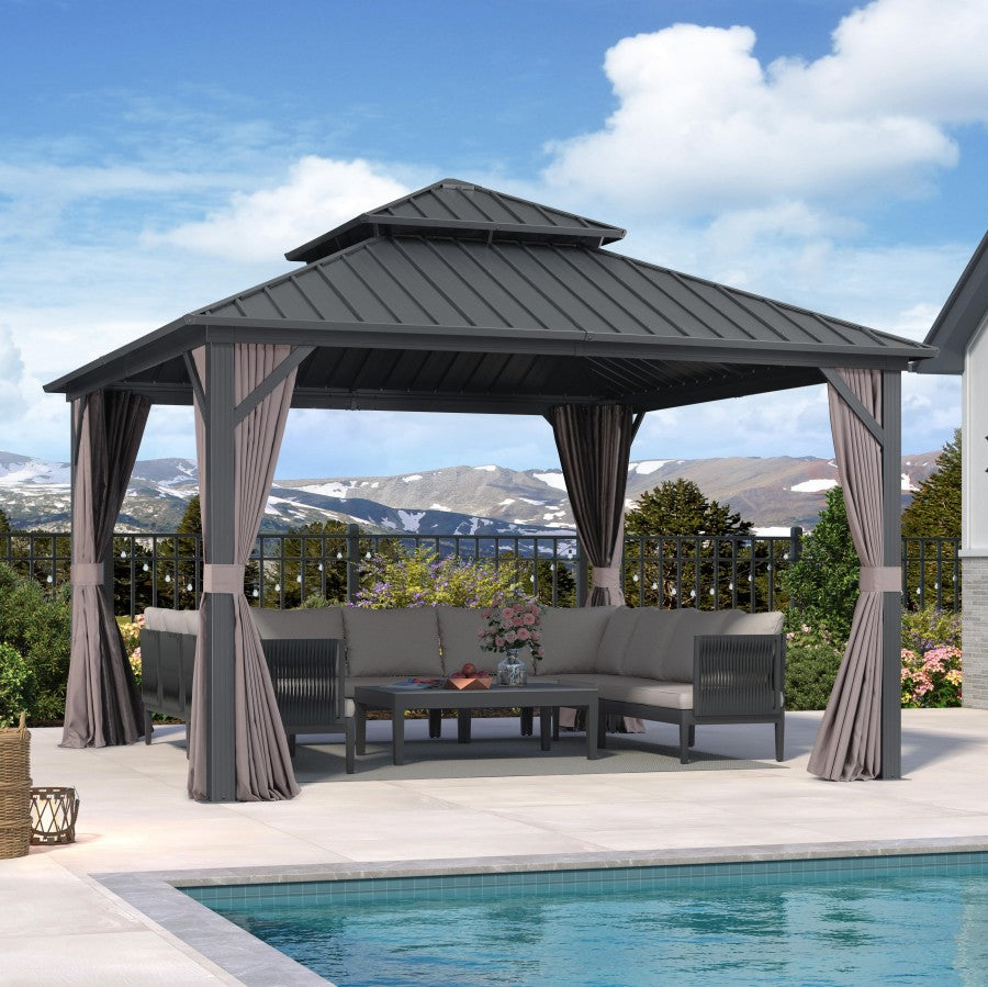 PURPLE LEAF Altana ogrodowa antracytowa kompaktowa, pawilon na taras całoroczny wodoodporny