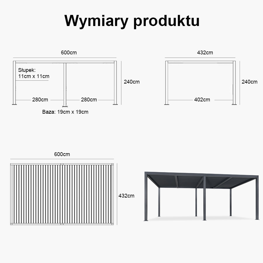 PURPLE LEAF Pergola Bioklimatyczna Ogrodowa i Na Taras Aluminiowa z Regulowanym Dachem Wodoodporna Nowoczesna Wolnostojąca