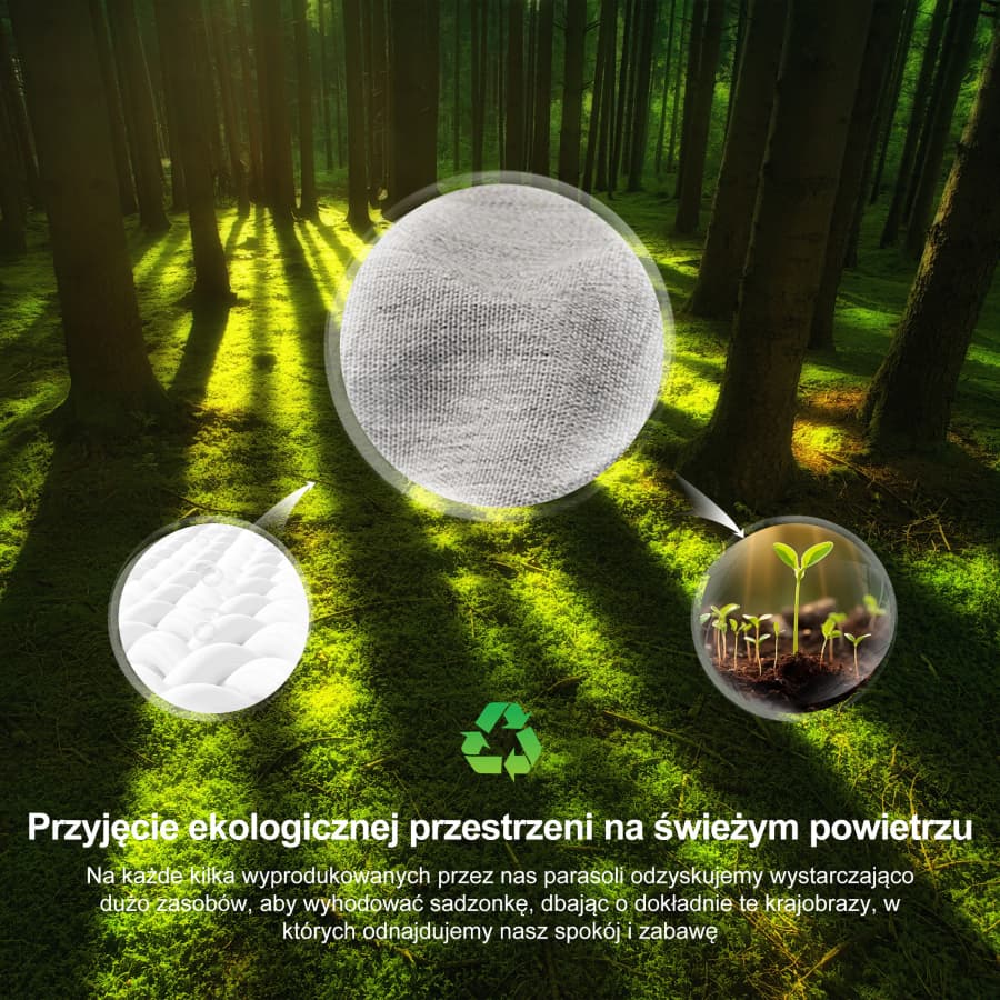 PURPLE LEAF Klasyczny ekologiczny parasol ogrodowy na wysięgniku odporny na blaknięcie