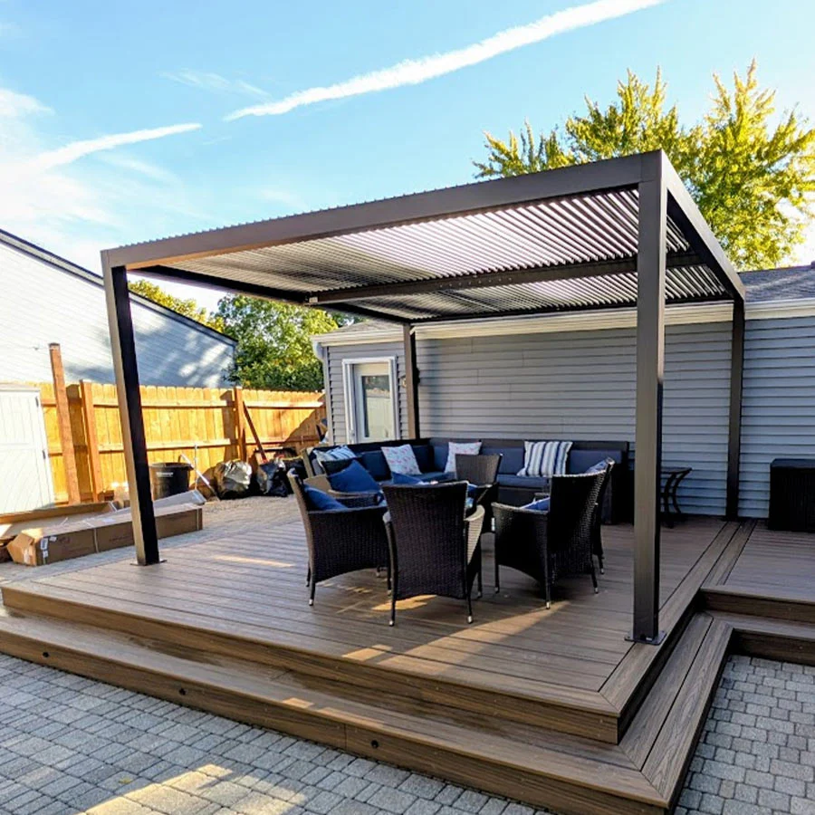 PURPLE LEAF Pergola Bioklimatyczna Ogrodowa i Na Taras Aluminiowa z Regulowanym Dachem Wodoodporna Nowoczesna Wolnostojąca