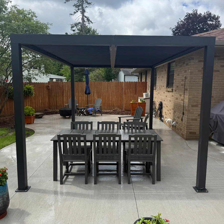 PURPLE LEAF Pergola Bioklimatyczna Ogrodowa i Na Taras Aluminiowa z Regulowanym Dachem Wodoodporna Nowoczesna Wolnostojąca