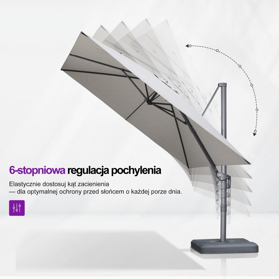 PURPLE LEAF Klasyczny ekologiczny parasol ogrodowy na wysięgniku odporny na blaknięcie