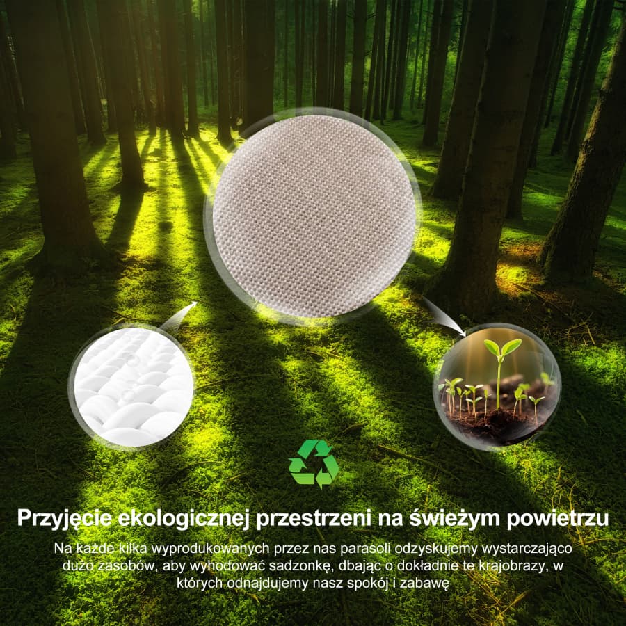 PURPLE LEAF Klasyczny ekologiczny parasol ogrodowy na wysięgniku odporny na blaknięcie