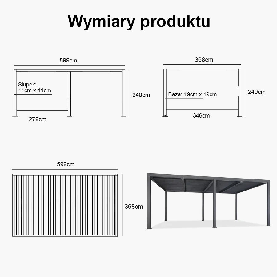 PURPLE LEAF Pergola Bioklimatyczna Ogrodowa i Na Taras Aluminiowa z Regulowanym Dachem Wodoodporna Nowoczesna Wolnostojąca