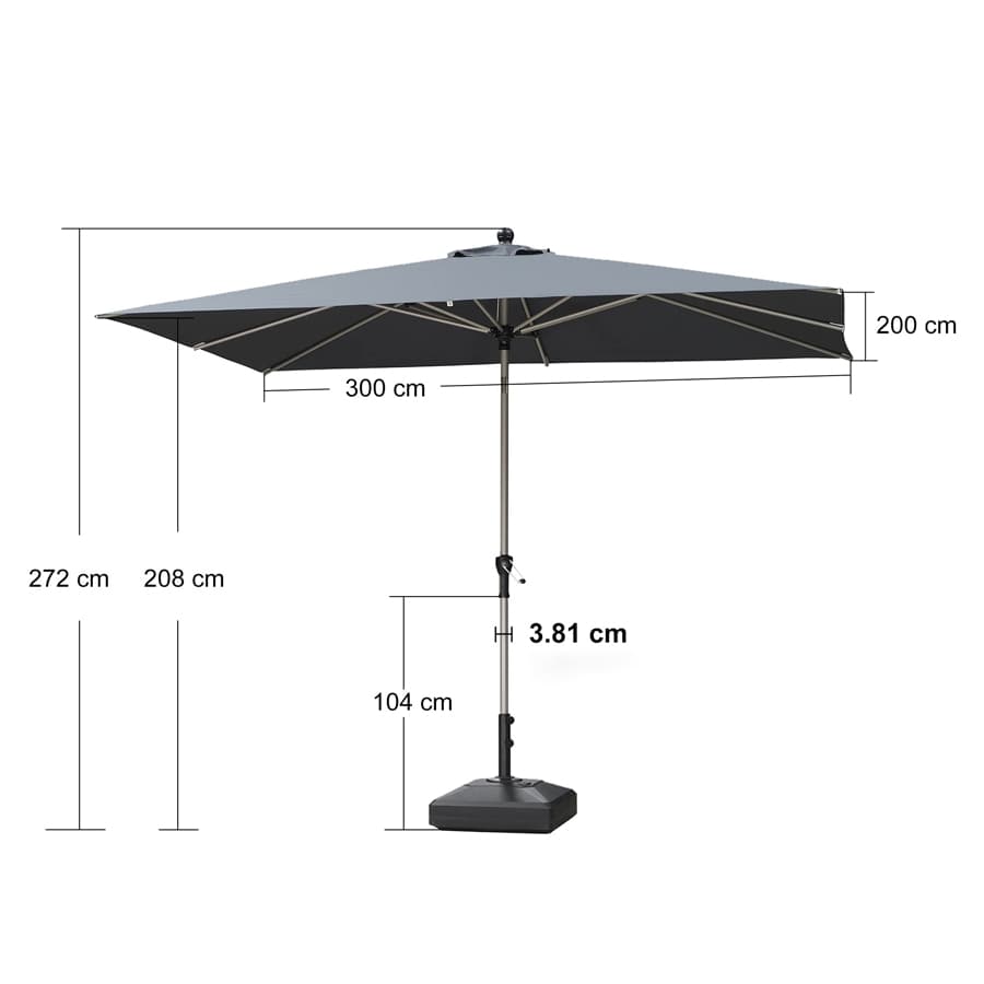 PURPLE LEAF Aluminiowy parasol ogrodowy z centralnym masztem, regulacją nachylenia do 30°, wodoodporny, z ochroną UV, na taras i do stołu ogrodowego