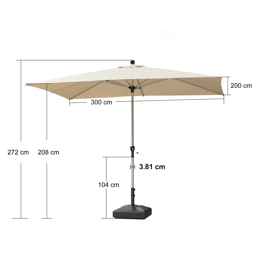 PURPLE LEAF Aluminiowy parasol ogrodowy z centralnym masztem, regulacją nachylenia do 30°, wodoodporny, z ochroną UV, na taras i do stołu ogrodowego
