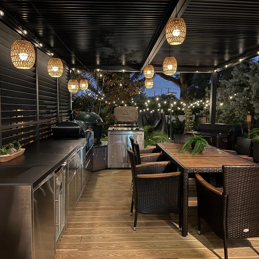 PURPLE LEAF Pergola Bioklimatyczna Ogrodowa i Na Taras Aluminiowa z Regulowanym Dachem Wodoodporna Nowoczesna Wolnostojąca
