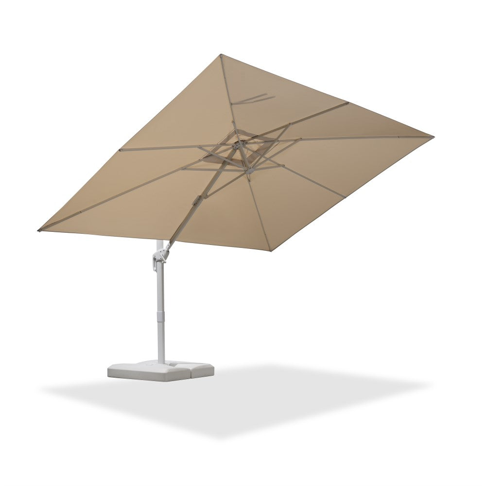 PURPLE LEAF Duży biały parasol na wysięgniku – Przystępny cenowo parasol ogrodowy na taras i do ogrodu