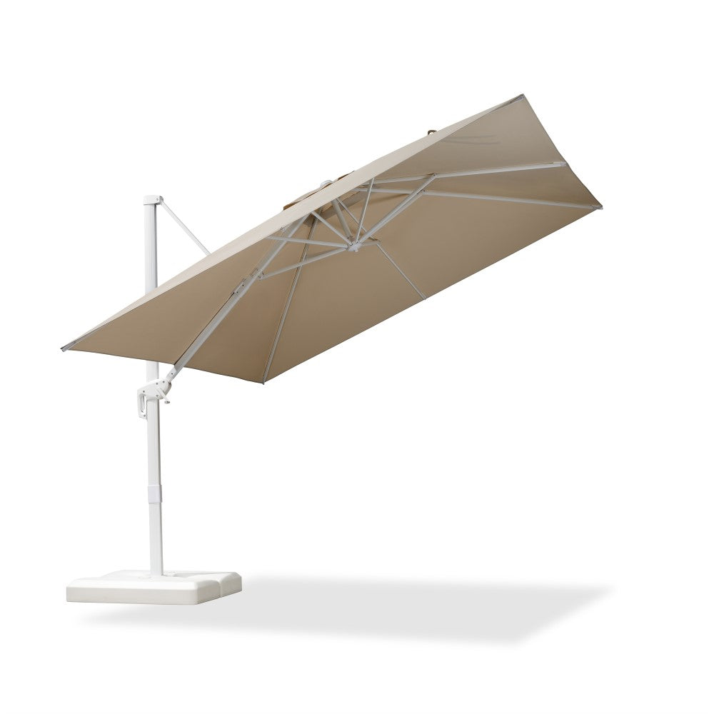 PURPLE LEAF Duży biały parasol na wysięgniku – Przystępny cenowo parasol ogrodowy na taras i do ogrodu