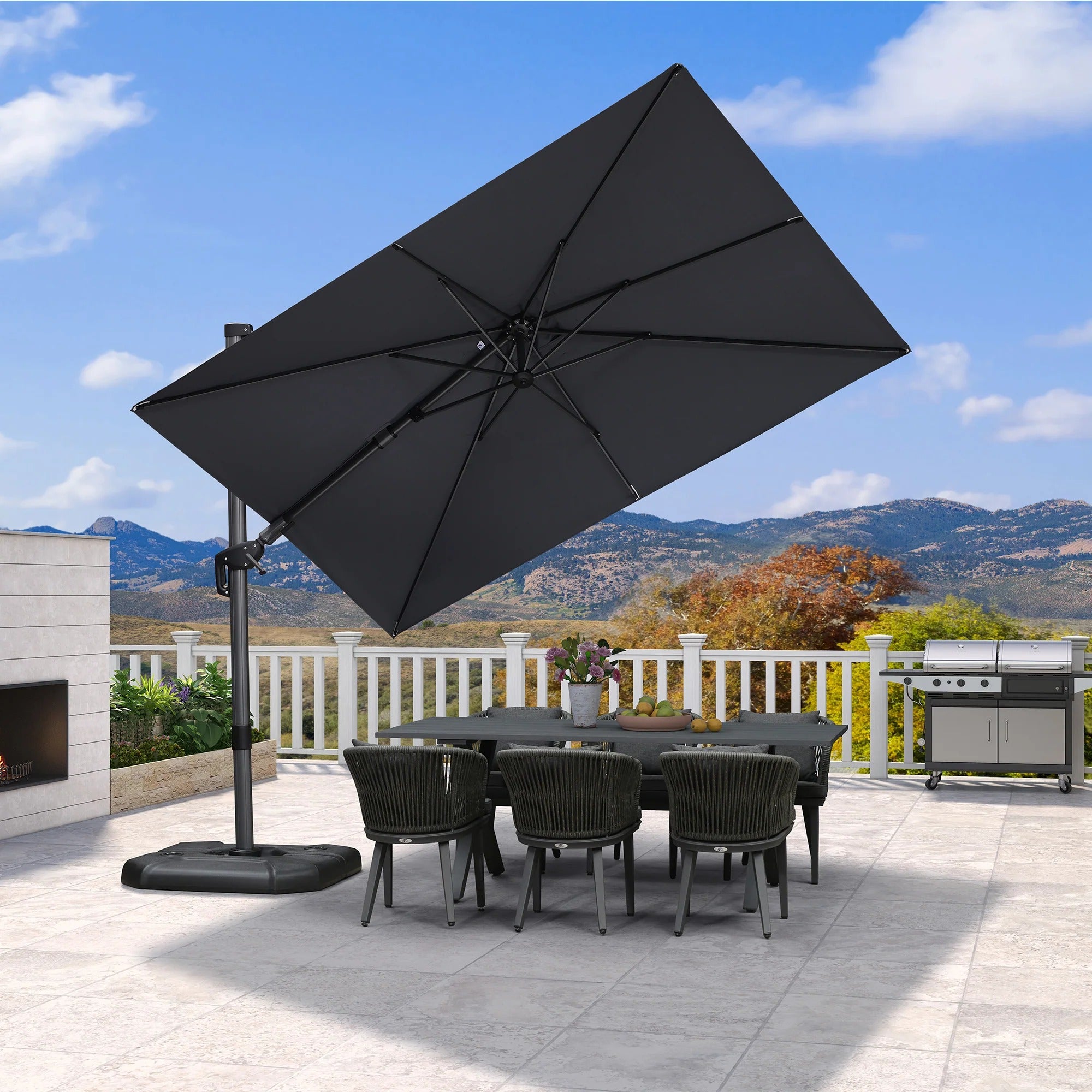 PURPLE LEAF Parasol ogrodowy z bocznym masztem, z bocznym mechanizmem pochylania, kwadratowy i prostokątny, na taras i balkon
