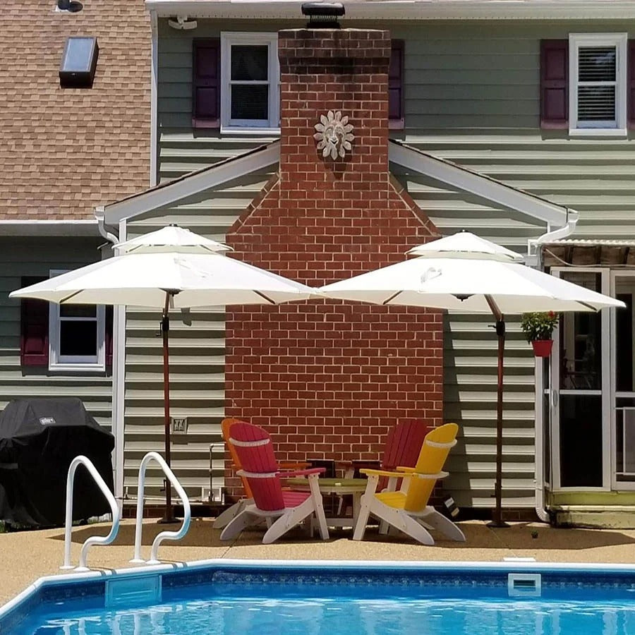 PURPLE LEAF Okrągły parasol ogrodowy z bocznym masztem, aluminiowy w imitacji drewna, z korbą i regulacją nachylenia, na balkon i taras