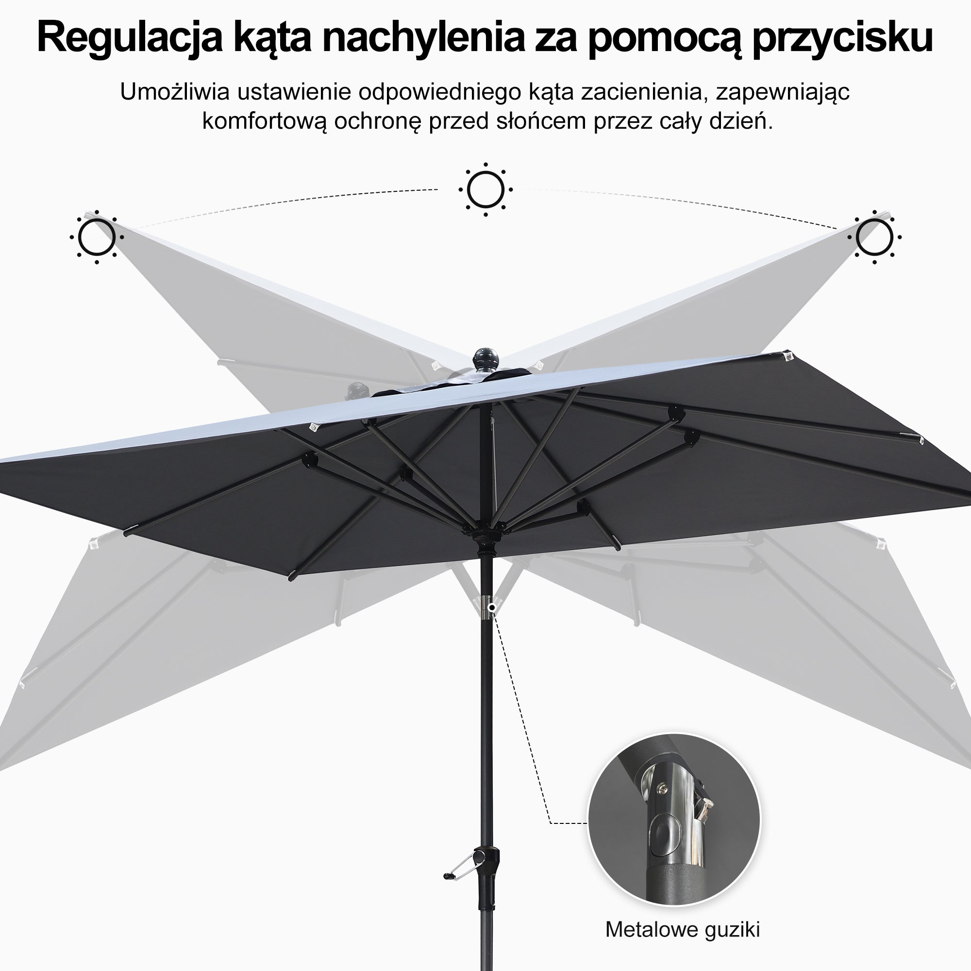 PURPLE LEAF Aluminiowy parasol ogrodowy uchylny z korbą, parasol na taras i do ogrodu