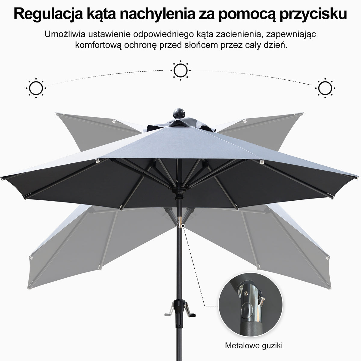 PURPLE LEAF Aluminiowy parasol ogrodowy uchylny z korbą, parasol na taras i do ogrodu