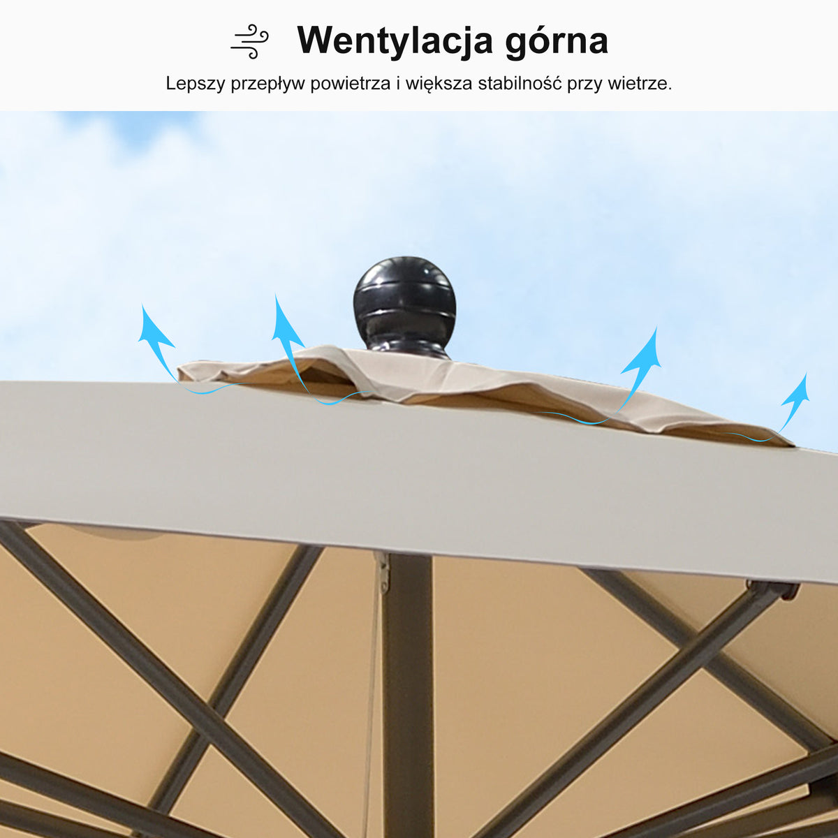 PURPLE LEAF Aluminiowy parasol ogrodowy uchylny z korbą, parasol na taras i do ogrodu