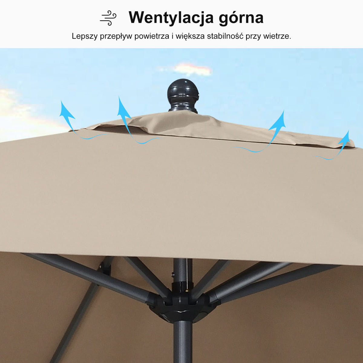 PURPLE LEAF Aluminiowy parasol ogrodowy uchylny z korbą, parasol na taras i do ogrodu