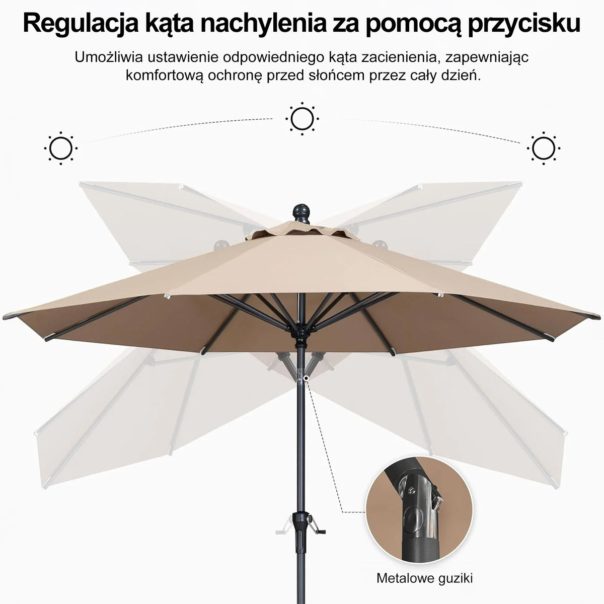 PURPLE LEAF Aluminiowy parasol ogrodowy uchylny z korbą, parasol na taras i do ogrodu