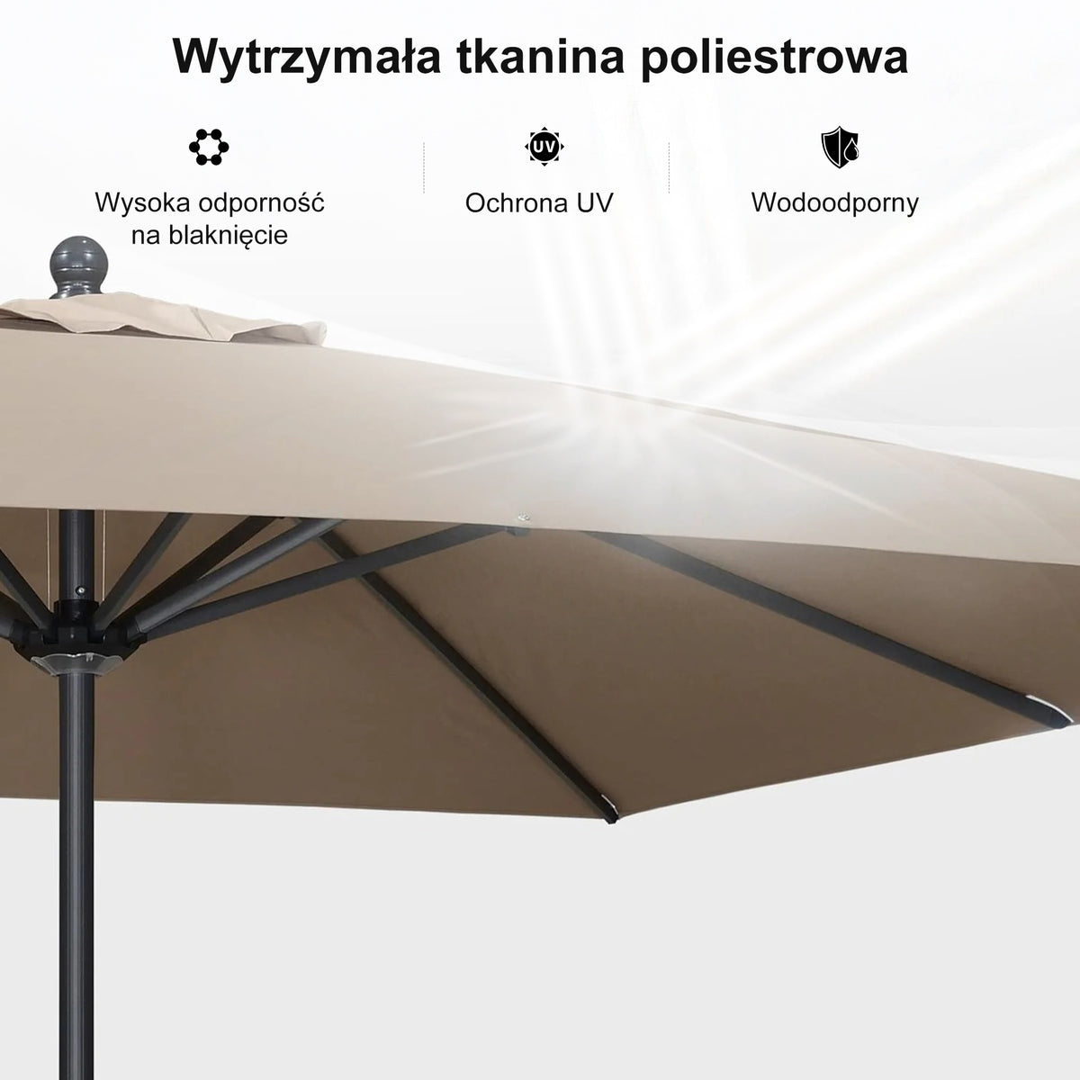 PURPLE LEAF Aluminiowy parasol ogrodowy uchylny z korbą, parasol na taras i do ogrodu