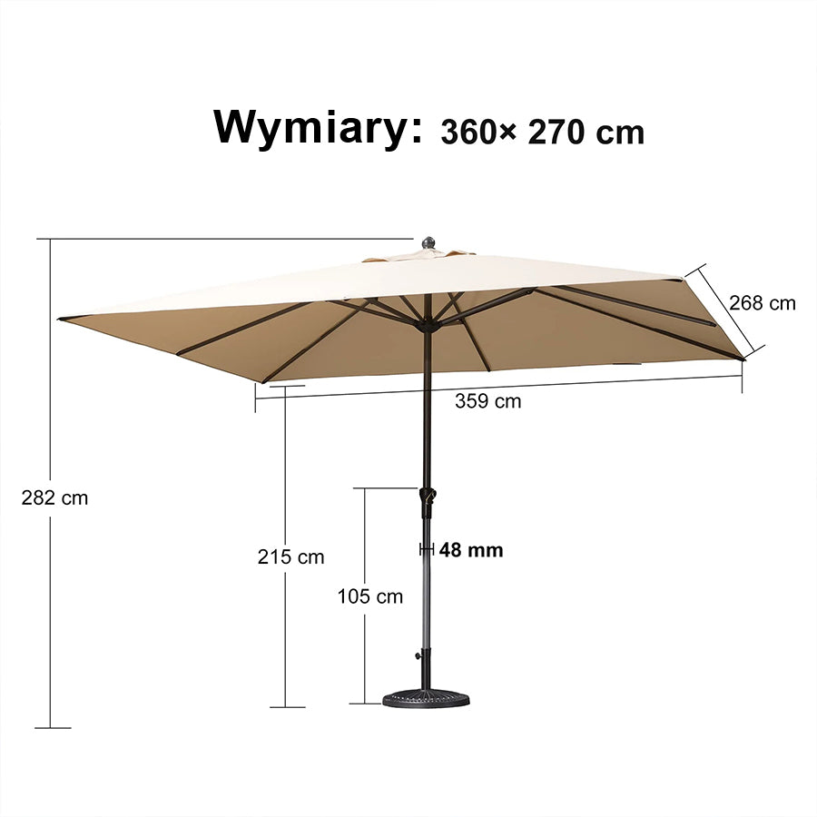 PURPLE LEAF Aluminiowy parasol ogrodowy z centralnym masztem, stabilny parasol na taras, do ogrodu i lokali gastronomicznych