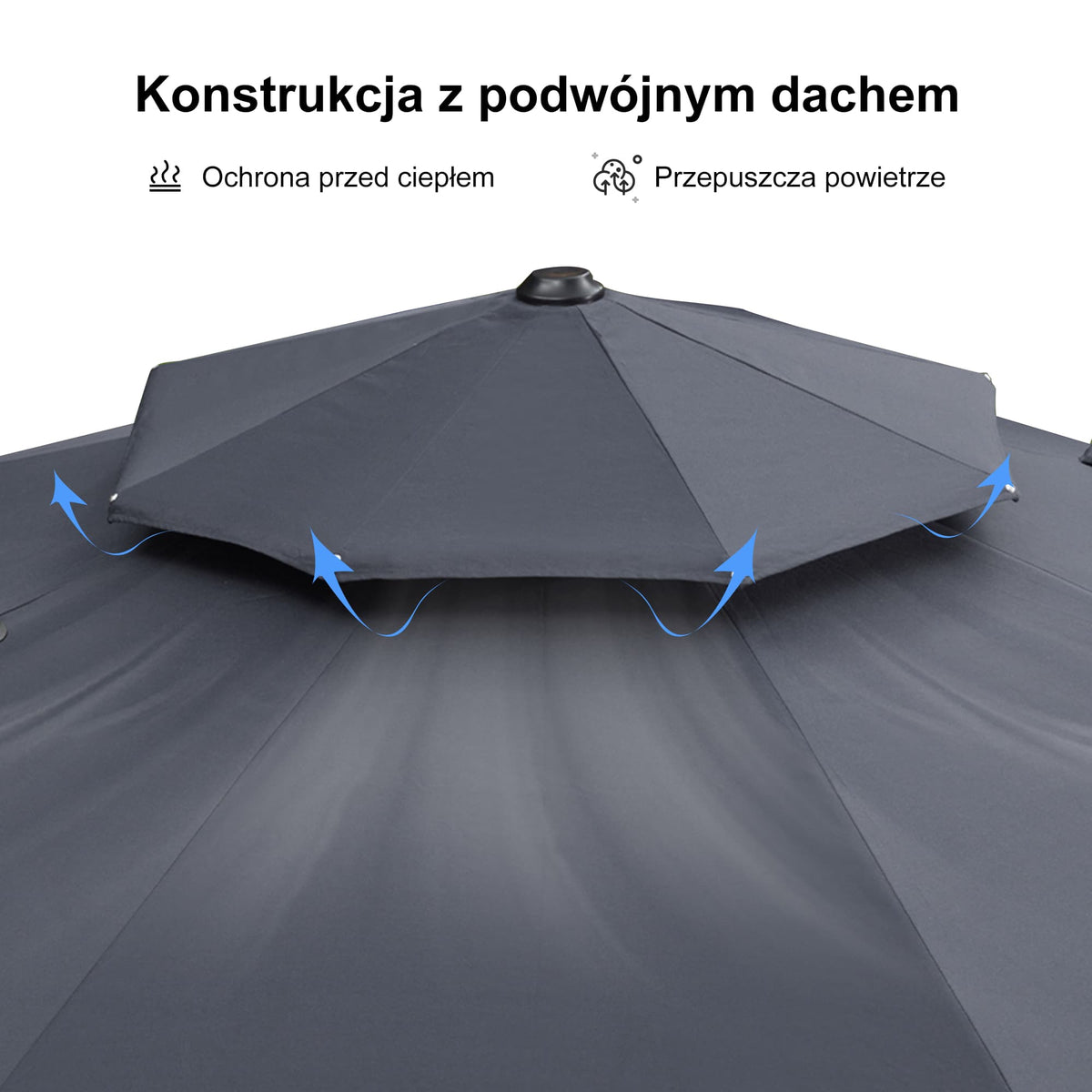 PURPLE LEAF Klasyczny okrągły parasol ogrodowy z boczną nogą, obrót 360°, z korbą, ochrona UV50+