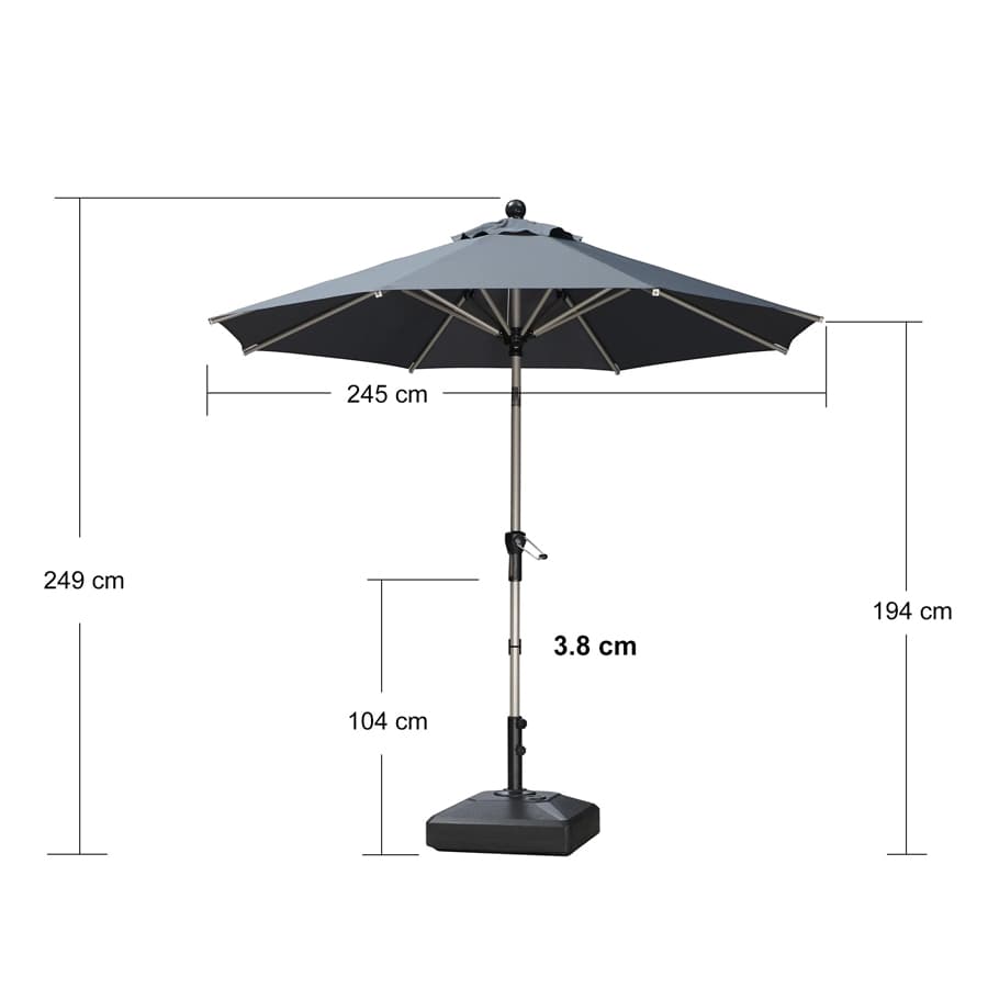 PURPLE LEAF Aluminiowy parasol ogrodowy z centralnym masztem, regulacją nachylenia do 30°, wodoodporny, z ochroną UV, na taras i do stołu ogrodowego