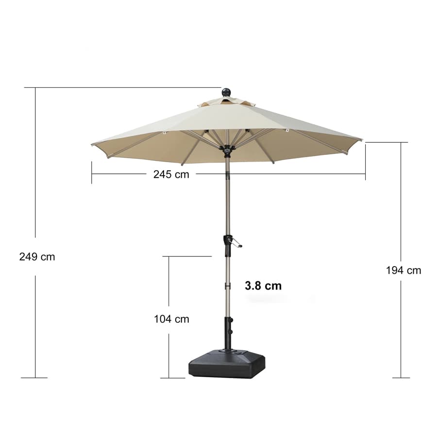 PURPLE LEAF Aluminiowy parasol ogrodowy z centralnym masztem, regulacją nachylenia do 30°, wodoodporny, z ochroną UV, na taras i do stołu ogrodowego