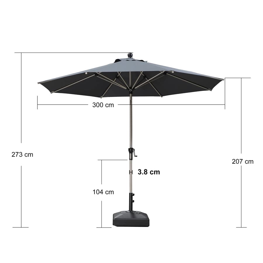 PURPLE LEAF Aluminiowy parasol ogrodowy z centralnym masztem, regulacją nachylenia do 30°, wodoodporny, z ochroną UV, na taras i do stołu ogrodowego