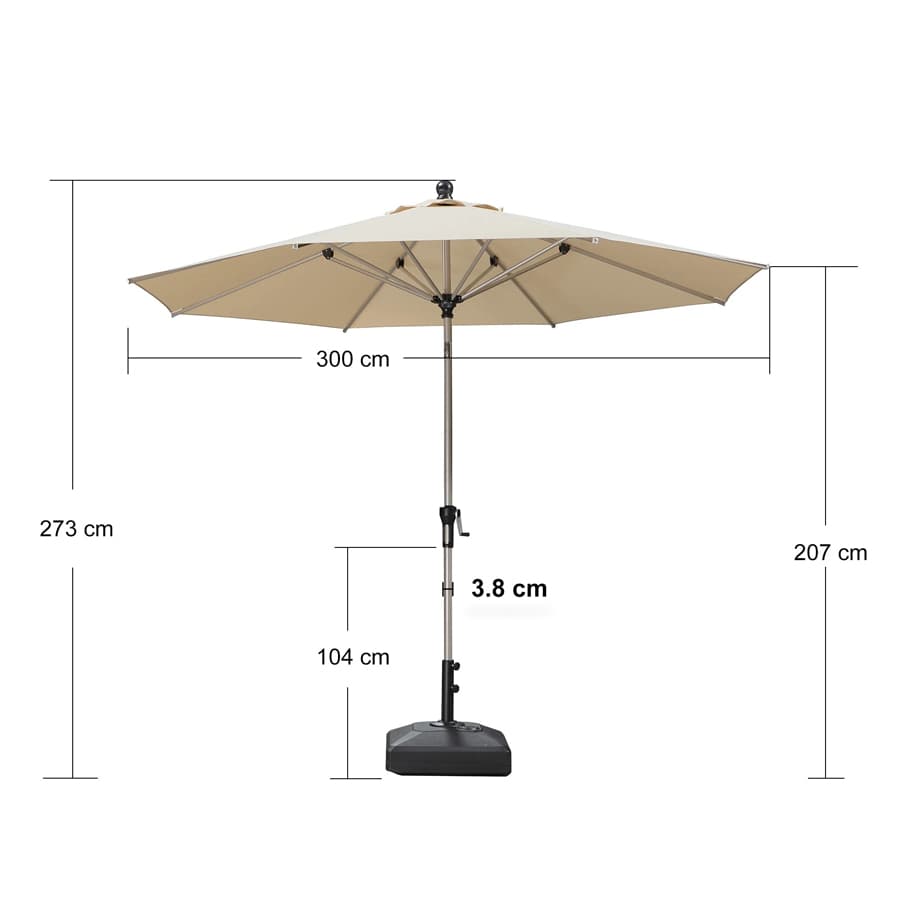 PURPLE LEAF Aluminiowy parasol ogrodowy z centralnym masztem, regulacją nachylenia do 30°, wodoodporny, z ochroną UV, na taras i do stołu ogrodowego