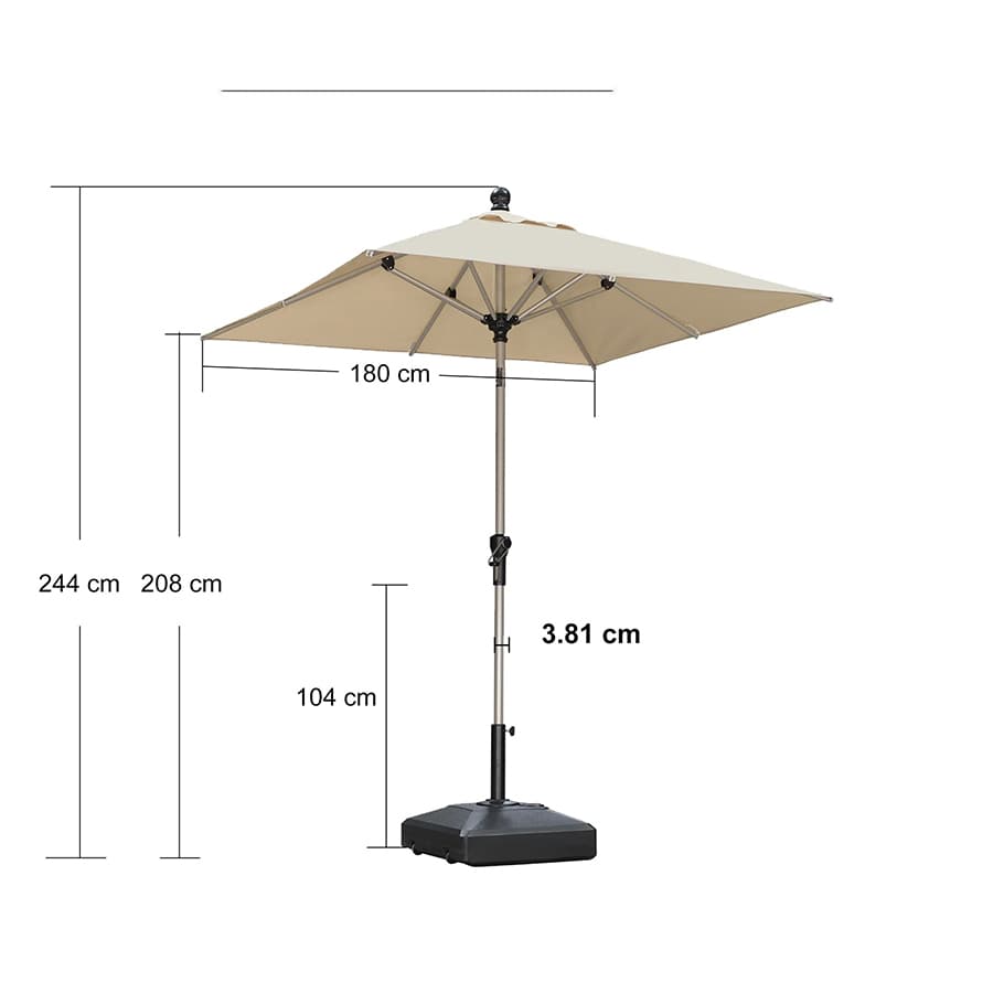 PURPLE LEAF Aluminiowy parasol ogrodowy z centralnym masztem, regulacją nachylenia do 30°, wodoodporny, z ochroną UV, na taras i do stołu ogrodowego