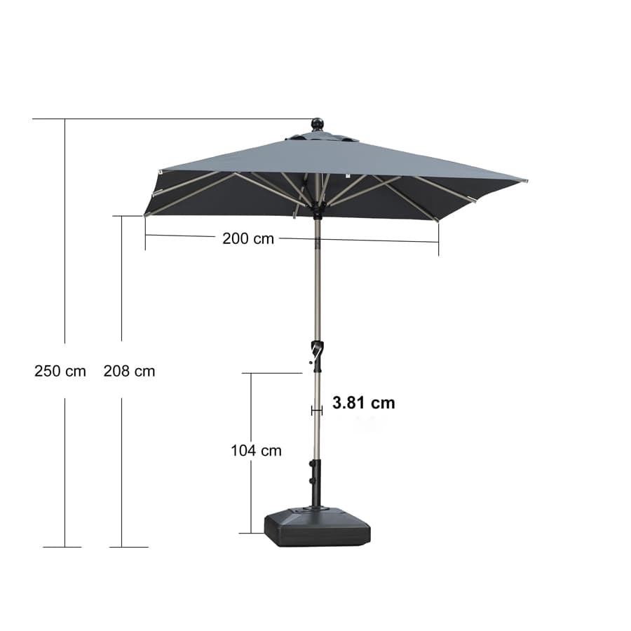 PURPLE LEAF Aluminiowy parasol ogrodowy z centralnym masztem, regulacją nachylenia do 30°, wodoodporny, z ochroną UV, na taras i do stołu ogrodowego