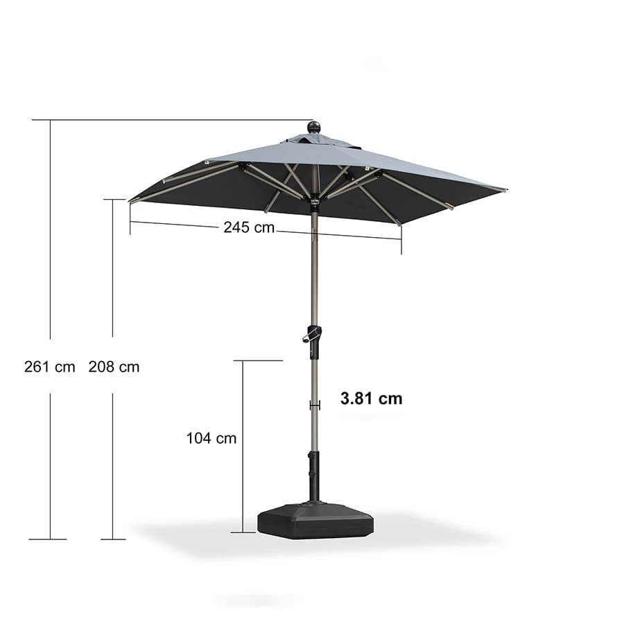 PURPLE LEAF Aluminiowy parasol ogrodowy z centralnym masztem, regulacją nachylenia do 30°, wodoodporny, z ochroną UV, na taras i do stołu ogrodowego