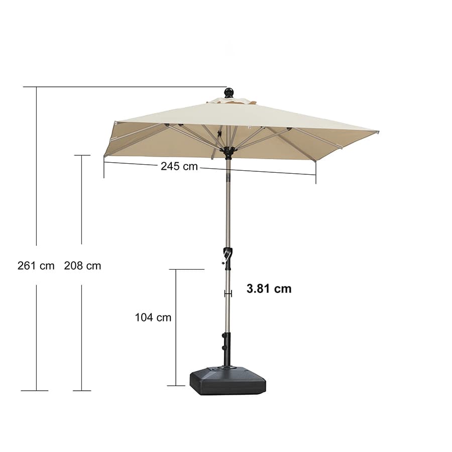 PURPLE LEAF Aluminiowy parasol ogrodowy z centralnym masztem, regulacją nachylenia do 30°, wodoodporny, z ochroną UV, na taras i do stołu ogrodowego