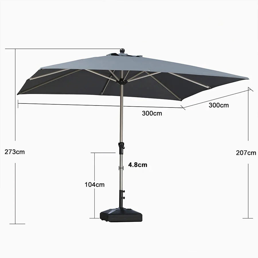 PURPLE LEAF Aluminiowy parasol z centralną nogą i korbką, na targ i do stołu, ochrona UV, wodoodporny