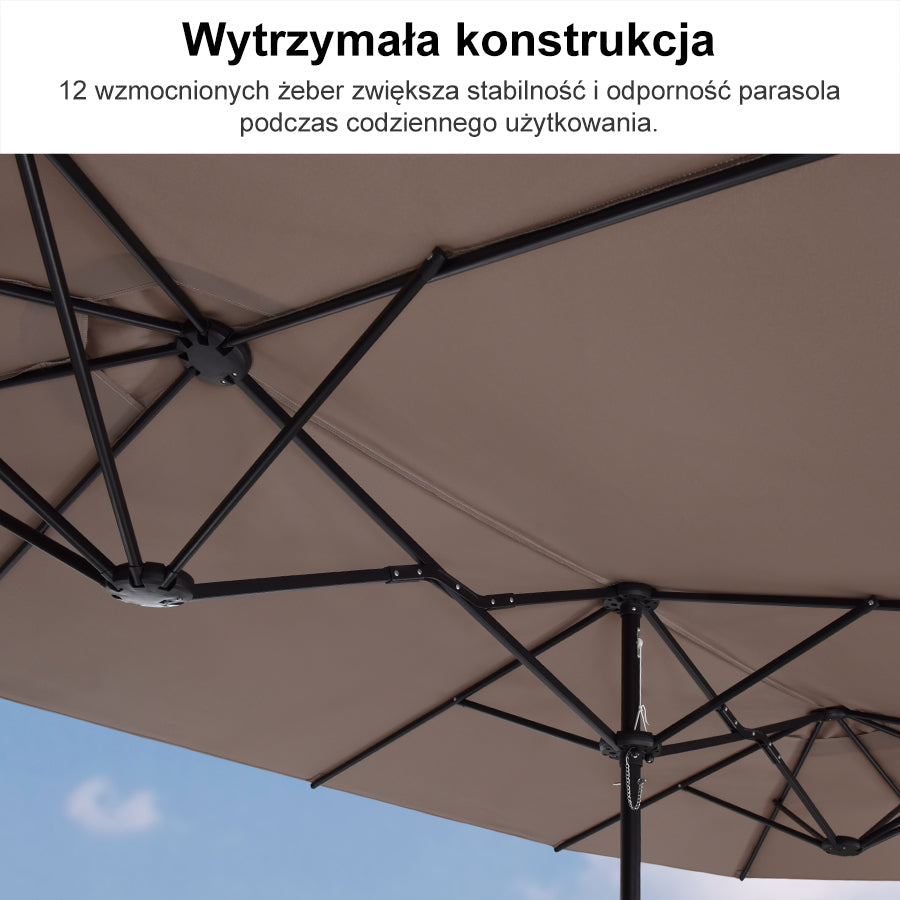 PURPLE LEAF Dwustronny prostokątny parasol ogrodowy z podstawą, duży parasol na taras i do ogrodu