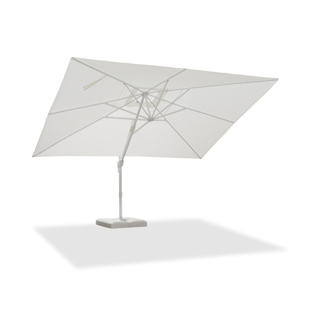PURPLE LEAF Duży biały parasol na wysięgniku – Przystępny cenowo parasol ogrodowy na taras i do ogrodu