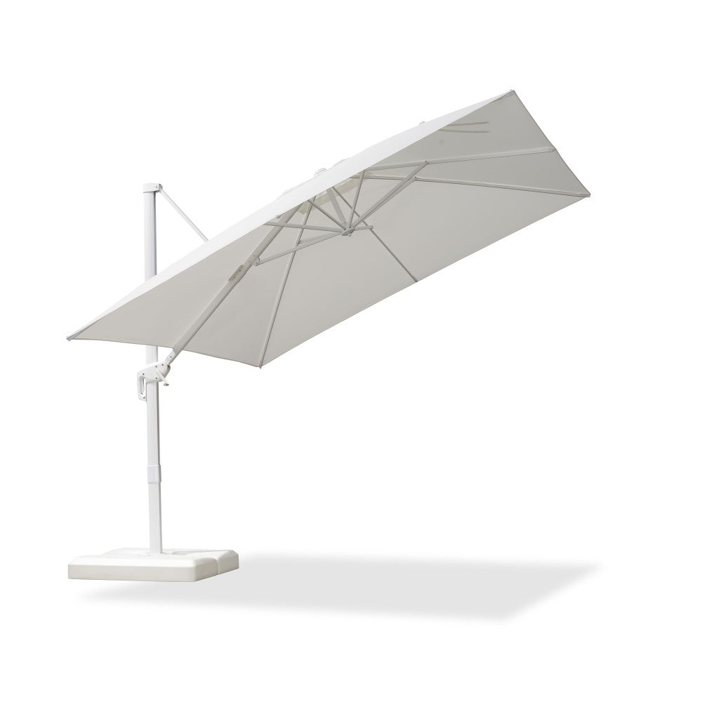 PURPLE LEAF Duży biały parasol na wysięgniku – Przystępny cenowo parasol ogrodowy na taras i do ogrodu