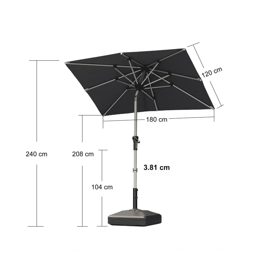 PURPLE LEAF Aluminiowy parasol ogrodowy z centralnym masztem, regulacją nachylenia do 30°, wodoodporny, z ochroną UV, na taras i do stołu ogrodowego