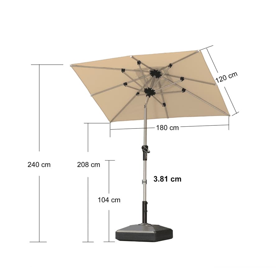 PURPLE LEAF Aluminiowy parasol ogrodowy z centralnym masztem, regulacją nachylenia do 30°, wodoodporny, z ochroną UV, na taras i do stołu ogrodowego