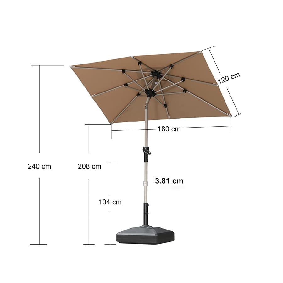 PURPLE LEAF Aluminiowy parasol ogrodowy z centralnym masztem, regulacją nachylenia do 30°, wodoodporny, z ochroną UV, na taras i do stołu ogrodowego