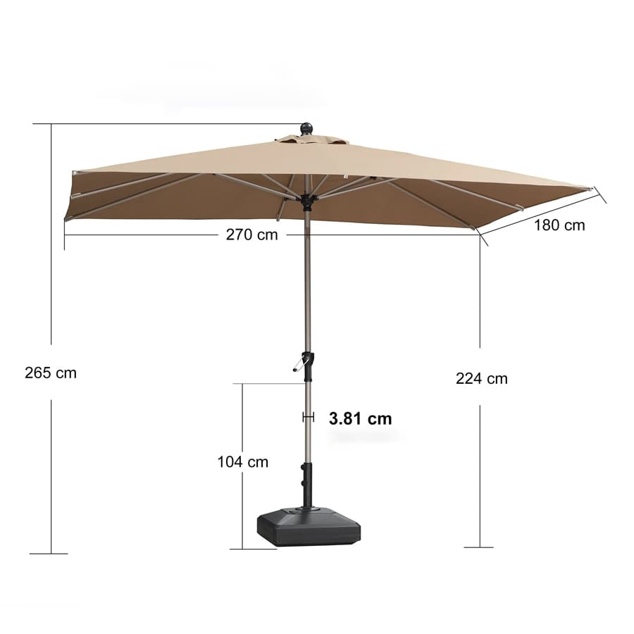 PURPLE LEAF Aluminiowy parasol ogrodowy z centralnym masztem, regulacją nachylenia do 30°, wodoodporny, z ochroną UV, na taras i do stołu ogrodowego