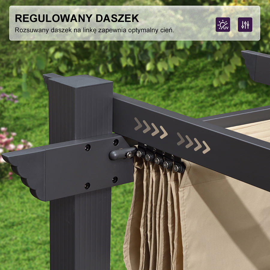 PURPLE LEAF Nowoczesna Pergola Tarasowa Metalowa Zadaszenie Tarasu z Rozsuwanym Dachem Altana Ogrodowa na Taras i do Ogrodu